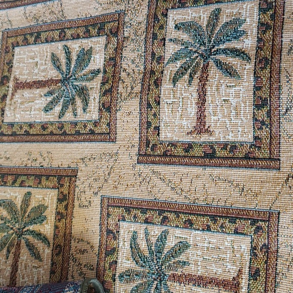 Vintage Beautiful Set of Two Table Runner Woven Print Palm Trees 69”-13” - Picture 5 of 8